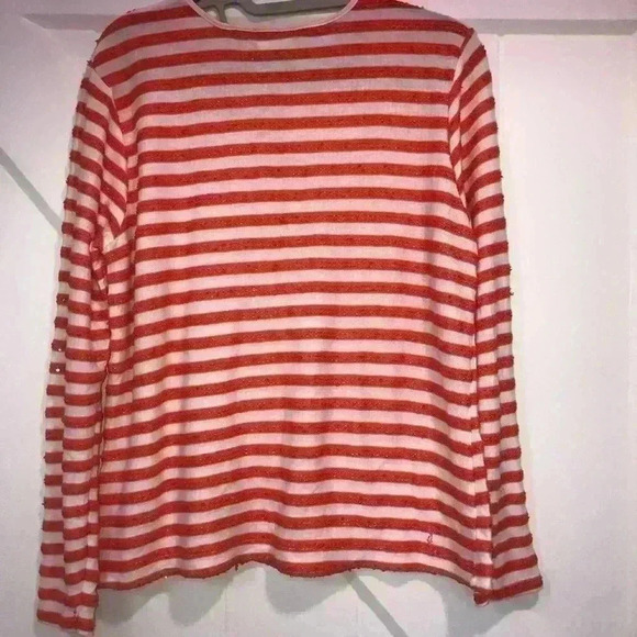 CHICO’S STRIPED ORANGE AND WHITE WOMENS TOP SIZE Medium - Picture 8 of 15